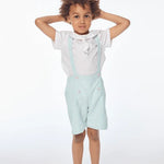 Silene Dungarees - Aqua Seersucker