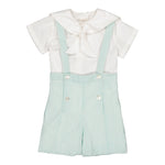 Silene Dungarees - Aqua Seersucker