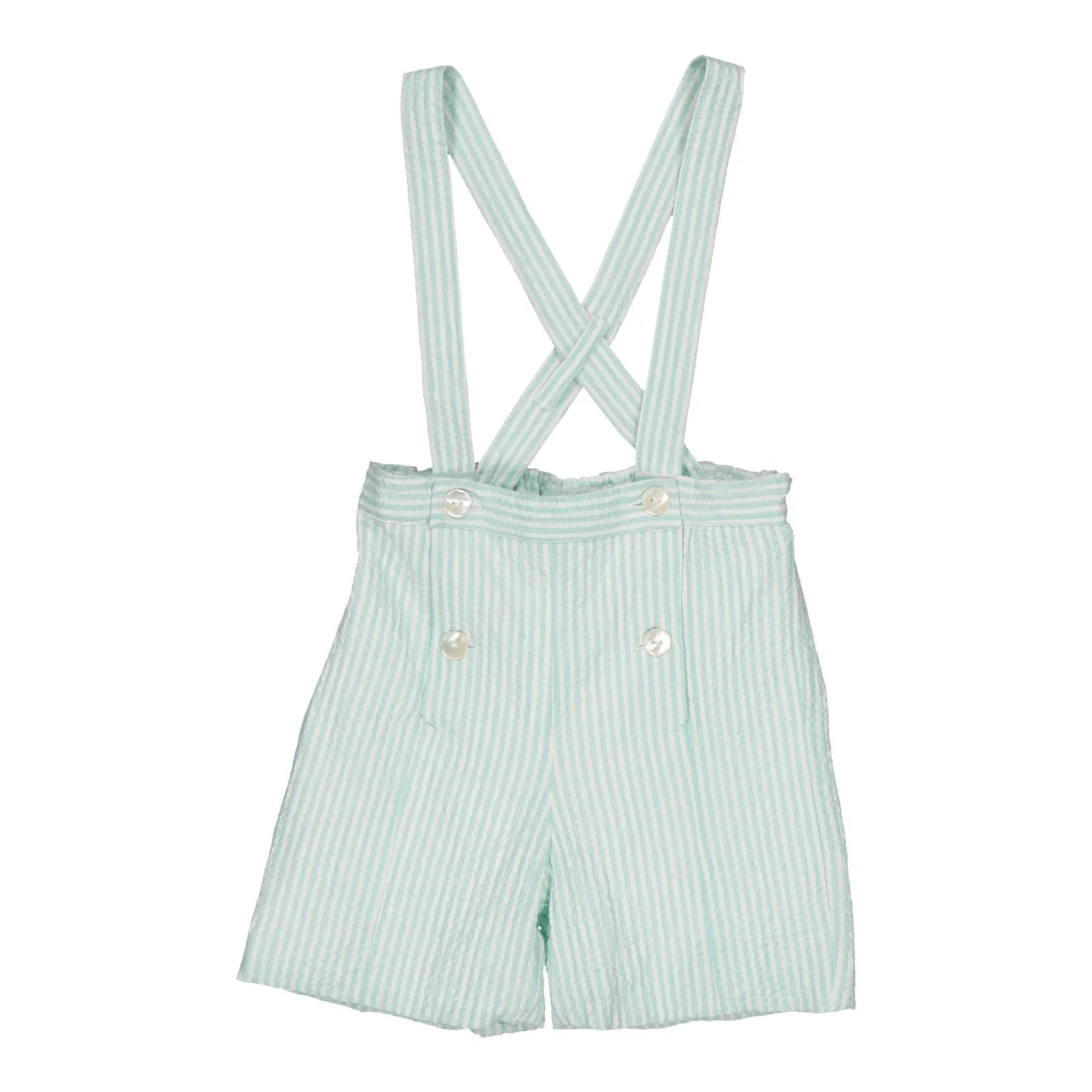 Silene Dungarees - Aqua Seersucker