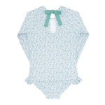 Girls Slate Floral Rashguard One Piece