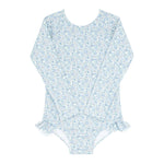 Girls Slate Floral Rashguard One Piece