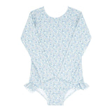 Girls Slate Floral Rashguard One Piece