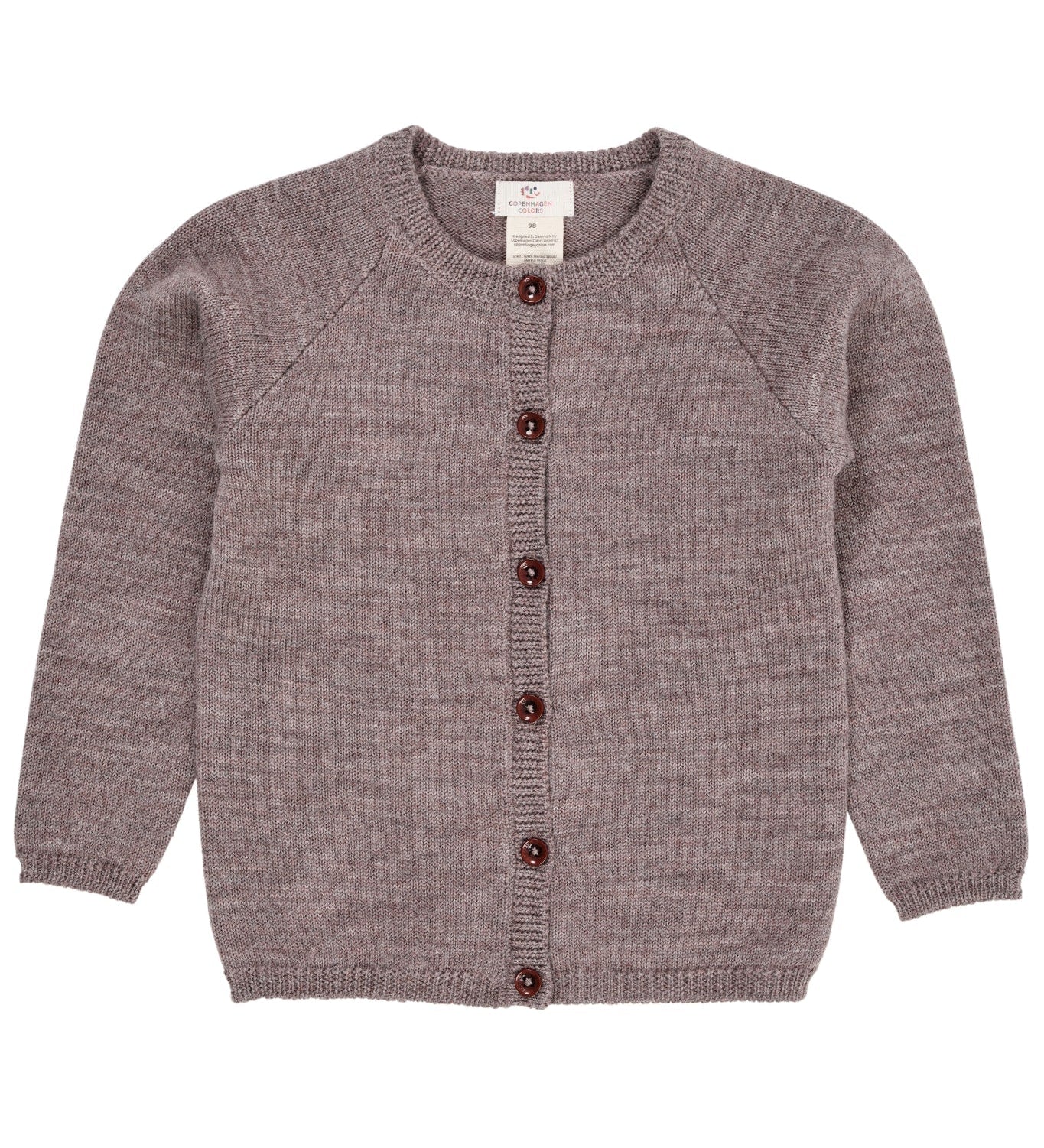 Copenhagen Colors Merino Knitted Cardigan in Natural Melange — soft merino wool button cardigan for kids