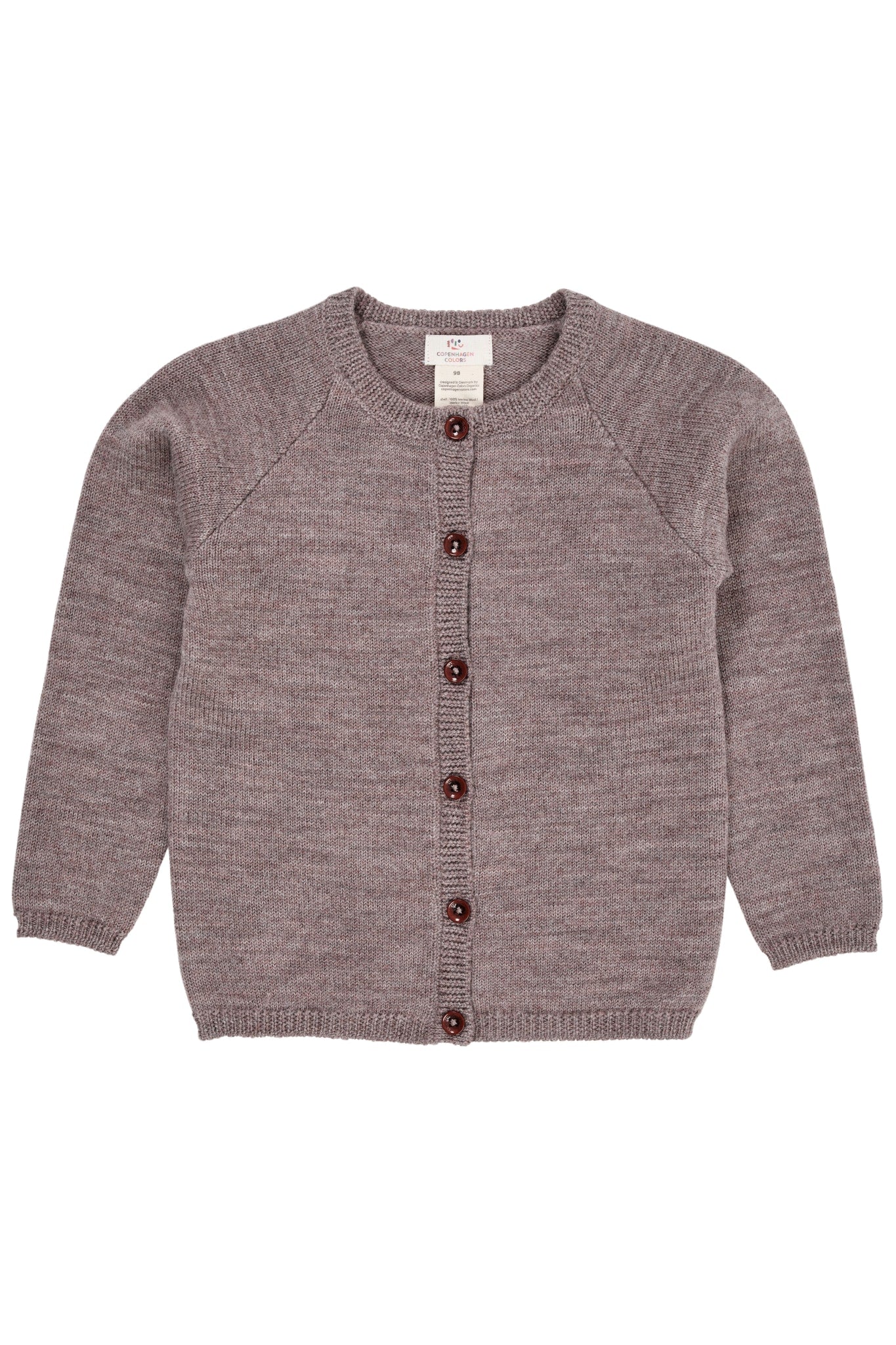 Copenhagen Colors Merino Knitted Cardigan in Natural Melange — soft merino wool button cardigan for kids