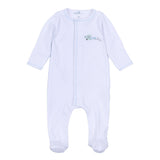Take Flight Light Blue Embroidered Footie