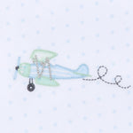 Take Flight Light Blue Embroidered Footie
