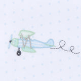 Take Flight Light Blue Embroidered Footie