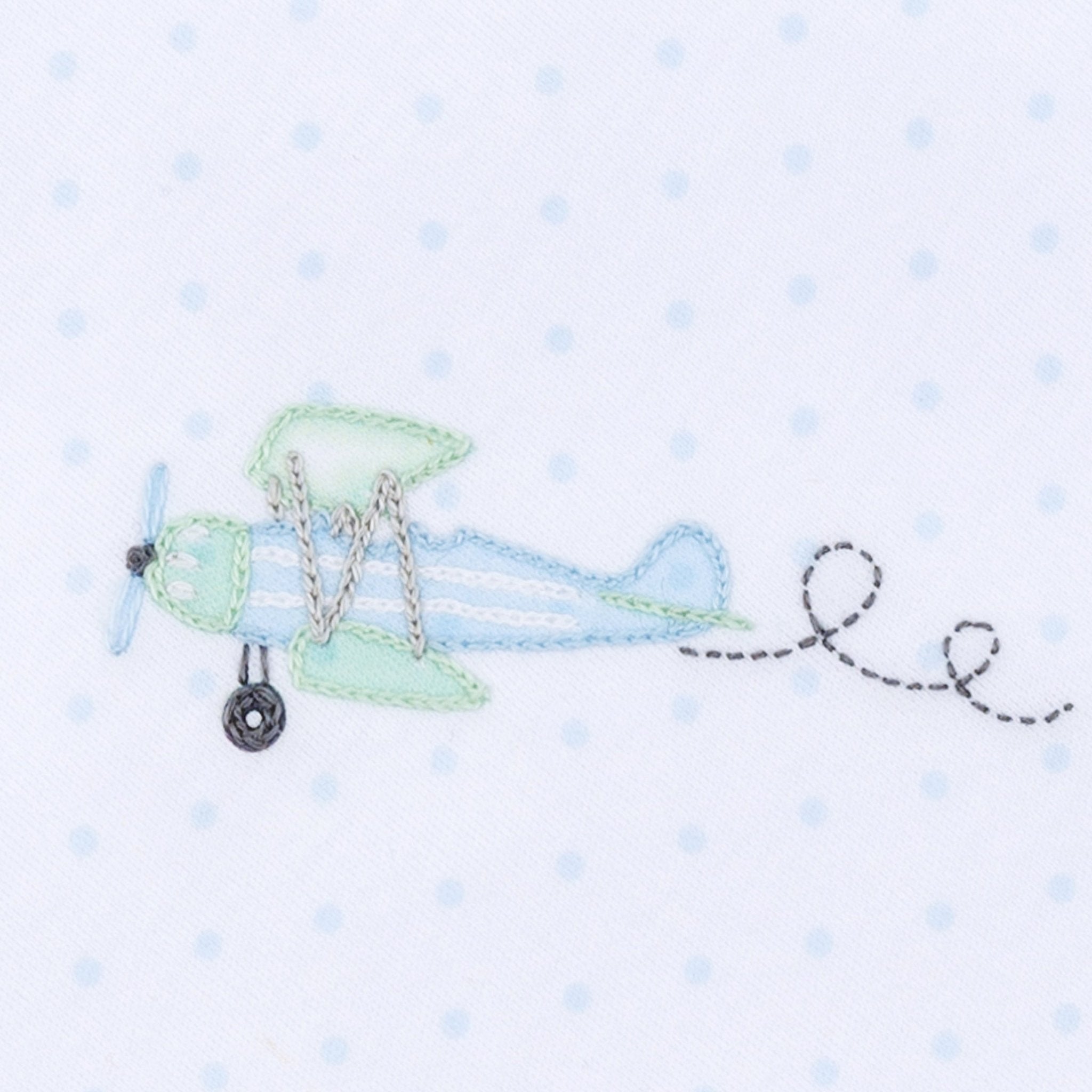 Take Flight Light Blue Embroidered Footie