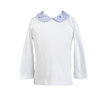 The Proper Peony Iris Garden long sleeve pima collar shirt with iris floral print