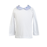 The Proper Peony Iris Garden long sleeve pima collar shirt with iris floral print