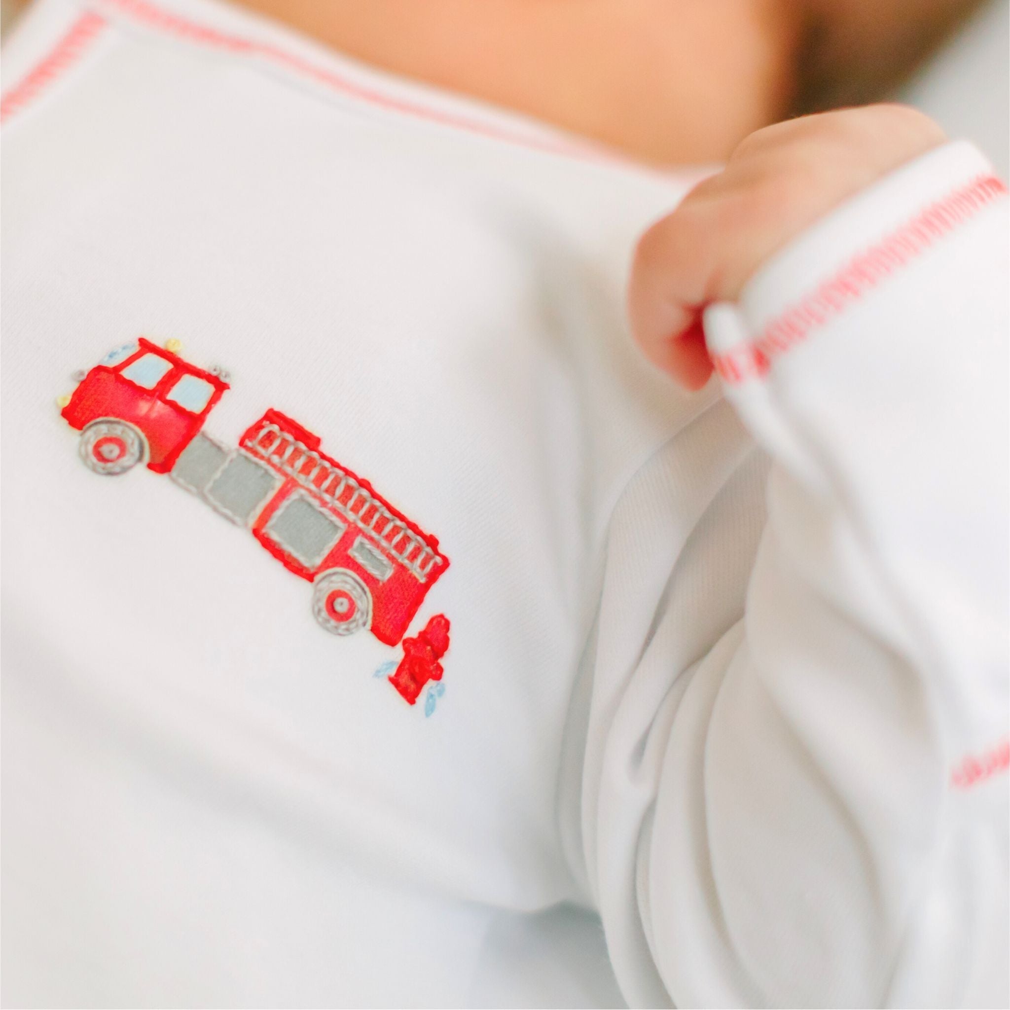 To the Rescue Red Embroidered Footie
