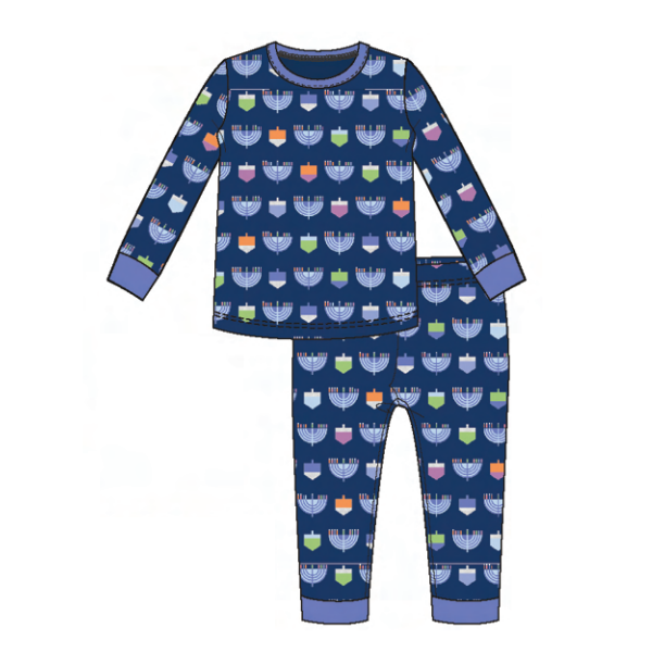 Spin Me Right Round print blue magnetic modal long sleeve pajamas