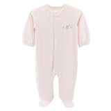 Baby Club Chic Sweet Bows embroidered pima footie in pink with pockets and crochet trim