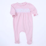 Valentine's Classic Smocked Footie Pink