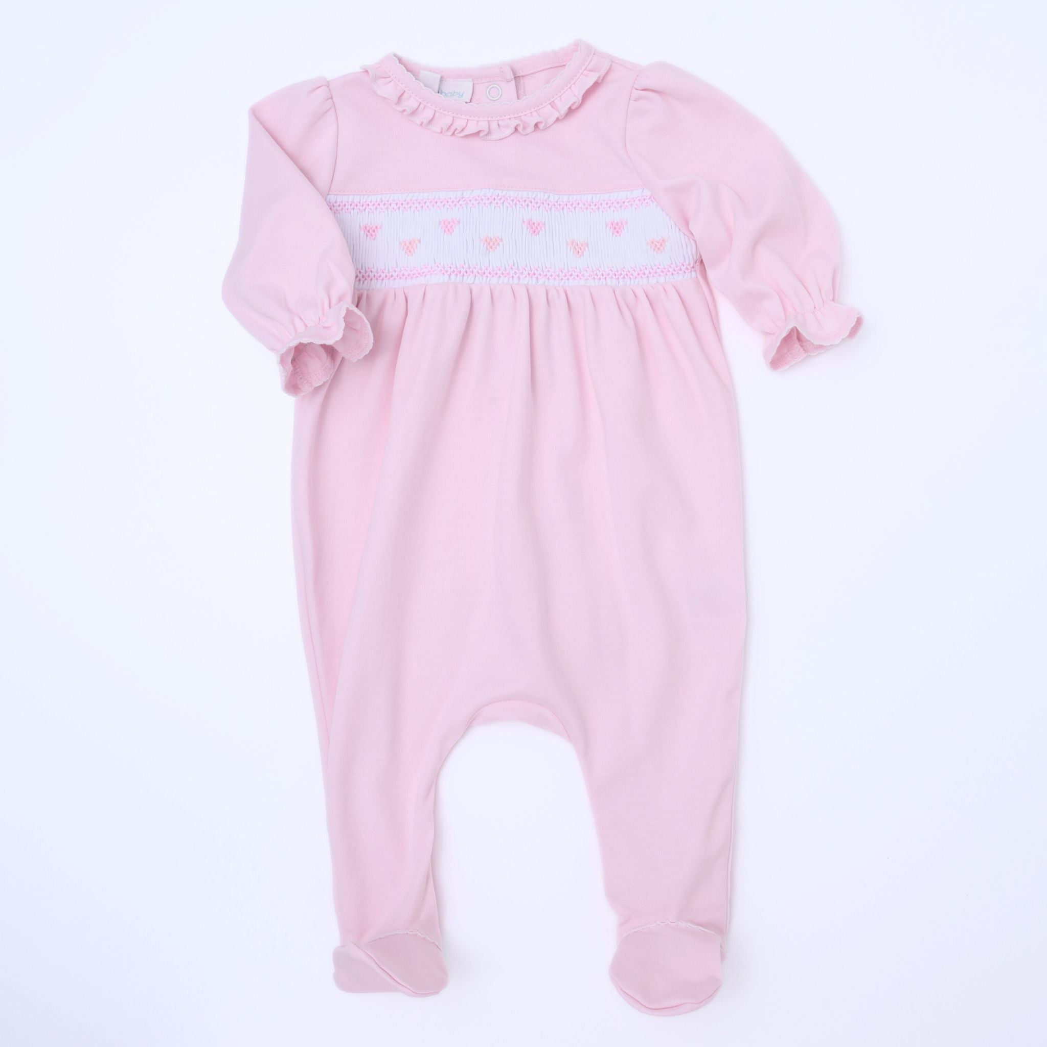 Valentine's Classic Smocked Footie Pink