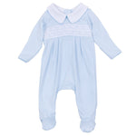 Willow and Walker's Classics Light Blue Smocked Collared Footie