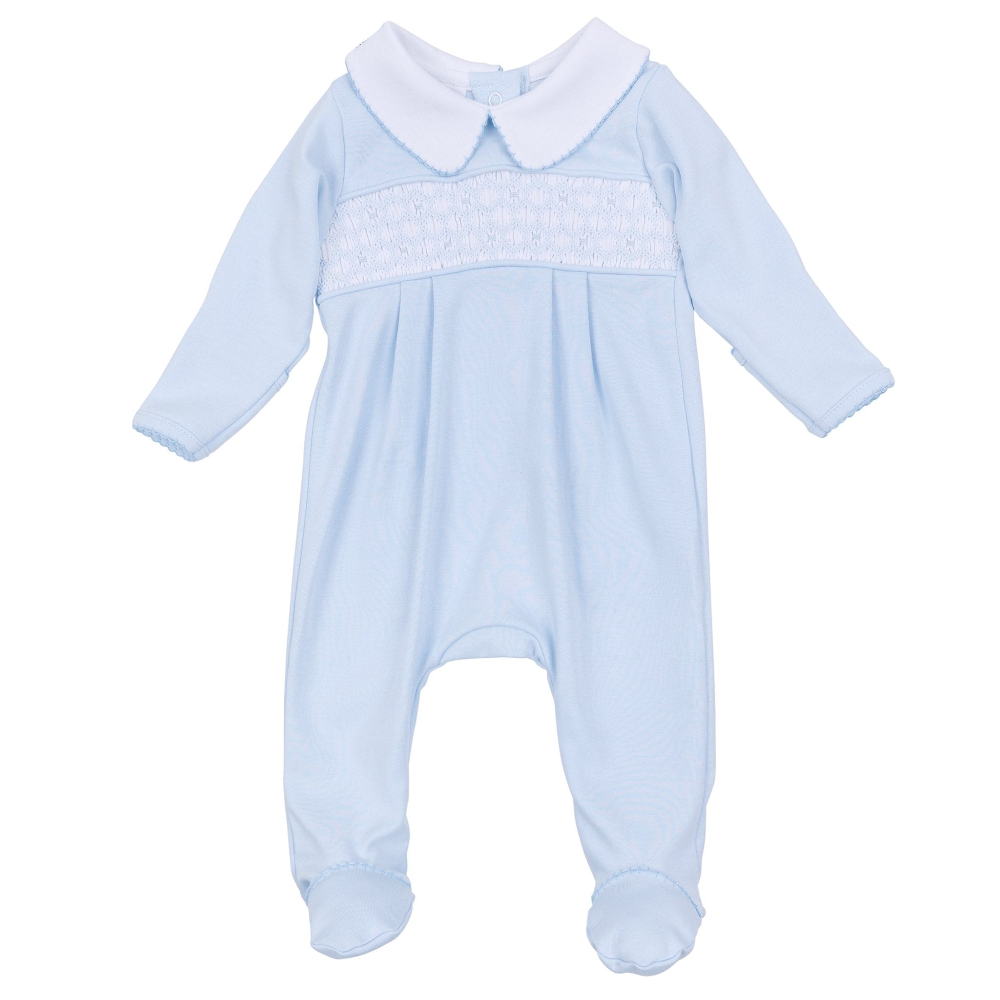 Willow and Walker's Classics Light Blue Smocked Collared Footie