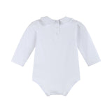 White Collared Unisex Long Sleeve Onesie