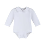 White Collared Unisex Long Sleeve Onesie