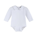White Collared Unisex Long Sleeve Onesie
