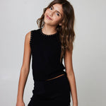 Gold Rush NYC Willow black ribbed tank with gold studs, alternate view