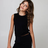 Gold Rush NYC Willow black ribbed tank with gold studs, alternate view