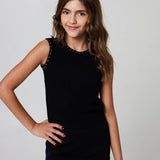 Gold Rush NYC Willow black ribbed tank with gold studs