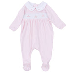 Willow and Walker's Classics Pink Smocked Collared Footie