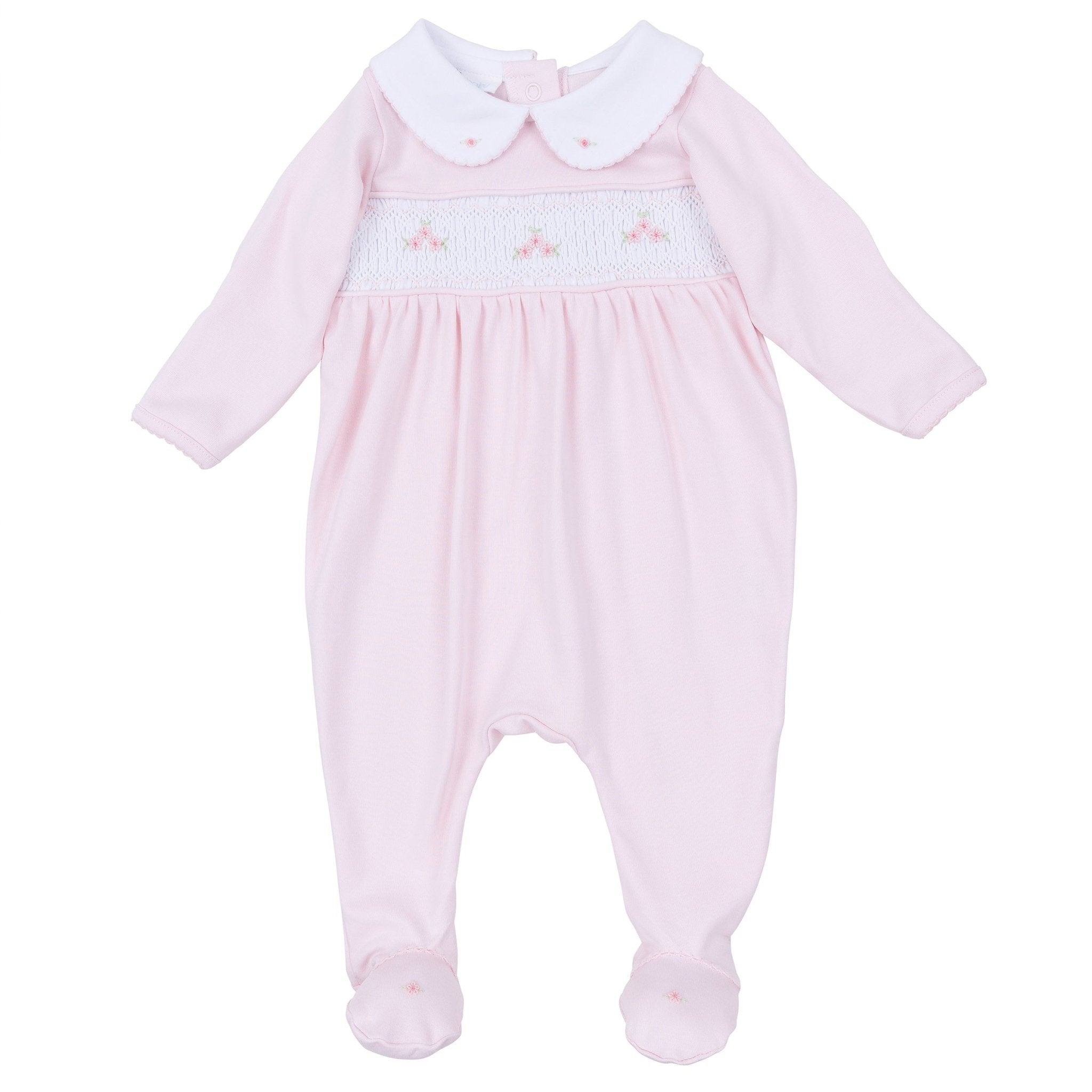 Willow and Walker's Classics Pink Smocked Collared Footie